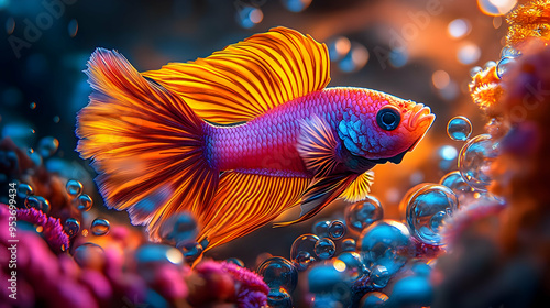 A vibrant orange and pink f...