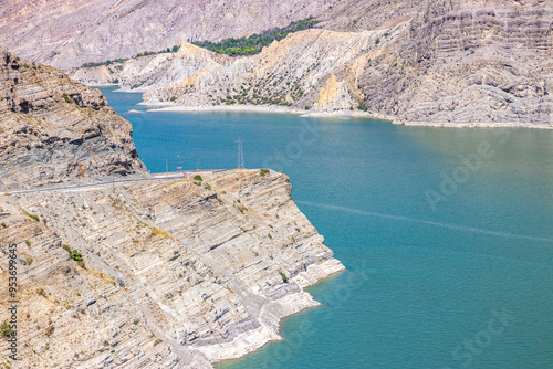 Stunning cliffs and water views at Tortum Lake, a landslide dam lake in Erzurum, Turkey