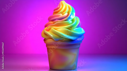 A vibrant rainbow ice cream...