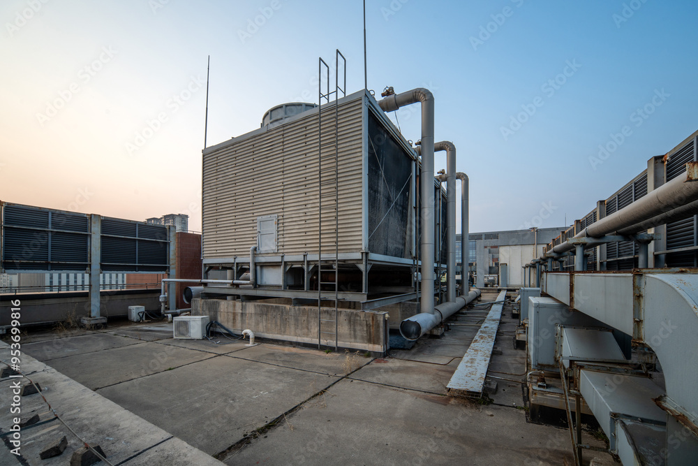 Industrial Rooftop HVAC System at Sunset Industrial Rooftop HVAC System at Sunset
