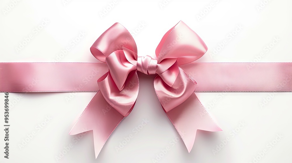 Top view of pink bow isolated on white background Top view of pink bow isolated on white background