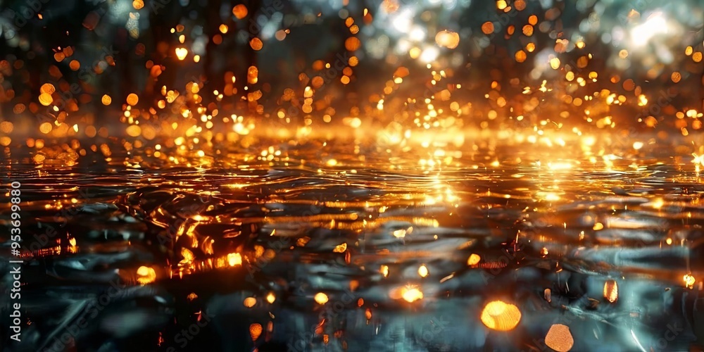 Naklejka premium A water surface with a lot of sparkles and reflections