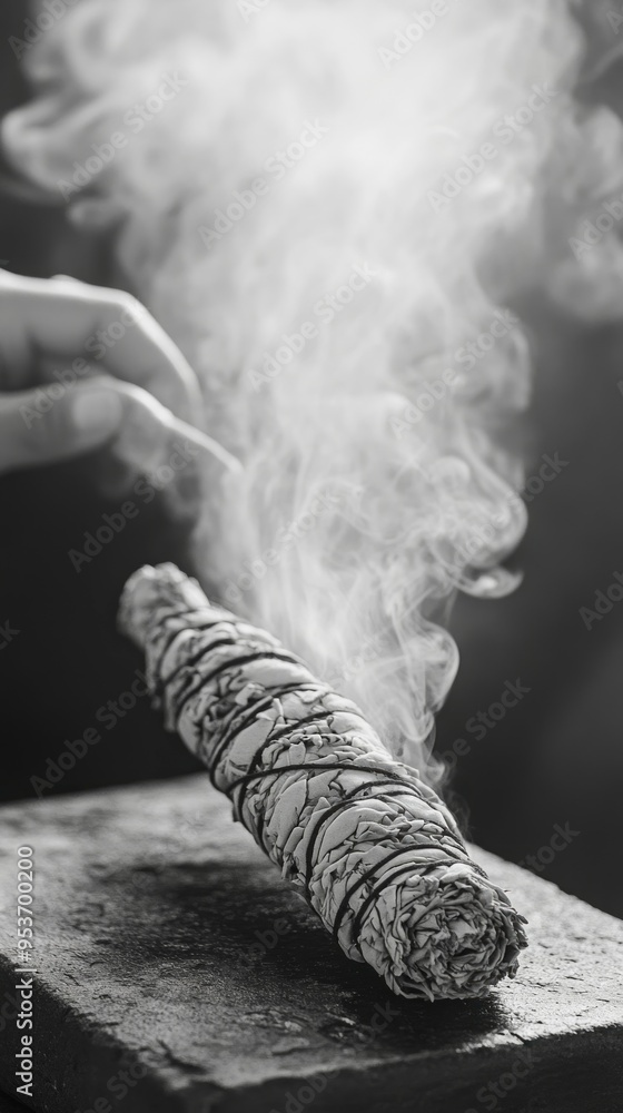 Smudge Stick Cleansing Ritual Native American Spirituality Religion Spiritual Symbol Smudge Stick Cleansing Ritual Native American Spirituality Religion Spiritual Symbol