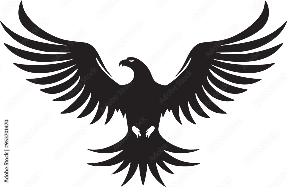 Obraz premium Soaring Eagle: A Powerful Vintage-Style Vector Illustration