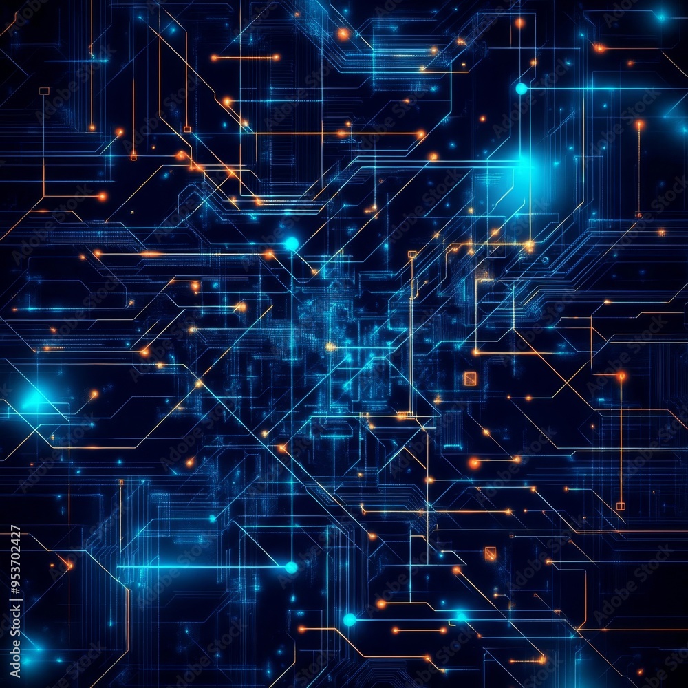 Digital Consciousness: A mesmerizing network of glowing circuitry pulsates with energy, embodying the complex beauty of technology and innovation. Digital Consciousness: A mesmerizing network of glowing circuitry pulsates with energy, embodying the complex beauty of technology and innovation.
