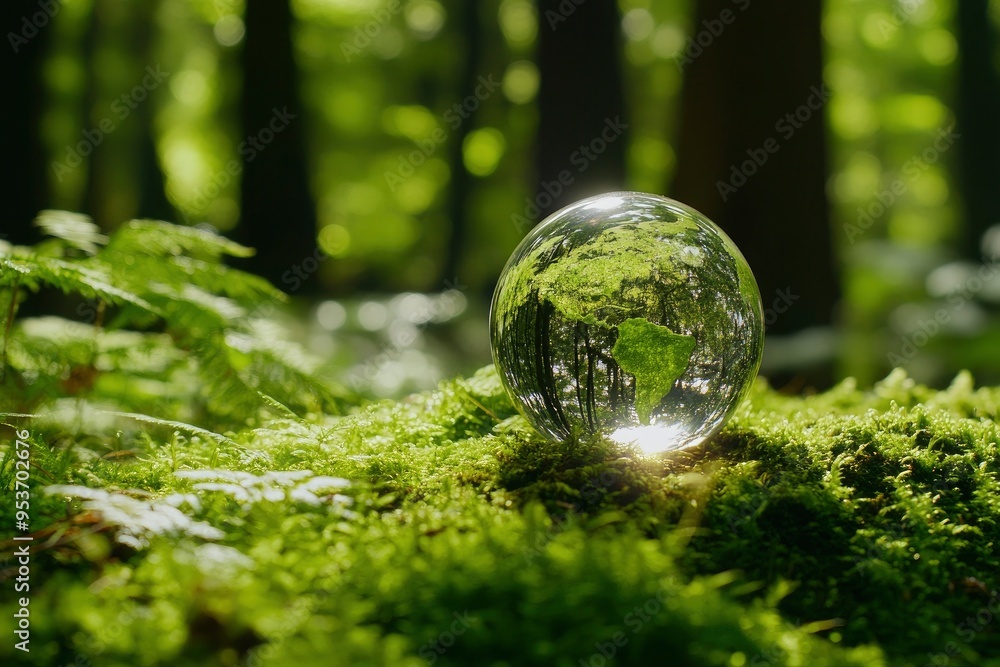 Crystal globe glass on green moss in forest to protect nature Save and care World for sustainable. concept of the environment ecology and Earth Day. eco environment and ESG concept with generative ai Crystal globe glass on green moss in forest to protect nature Save and care World for sustainable. concept of the environment ecology and Earth Day. eco environment and ESG concept with generative ai