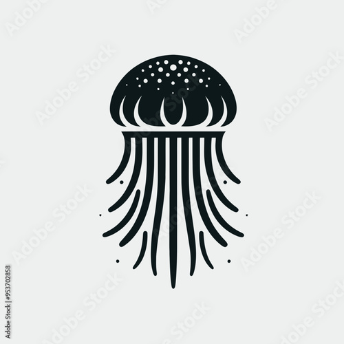 jellyfish silhouette, very simple and single jellyfish silhouette white background