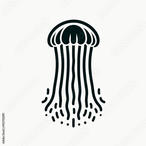 jellyfish silhouette, very simple and single jellyfish silhouette white background