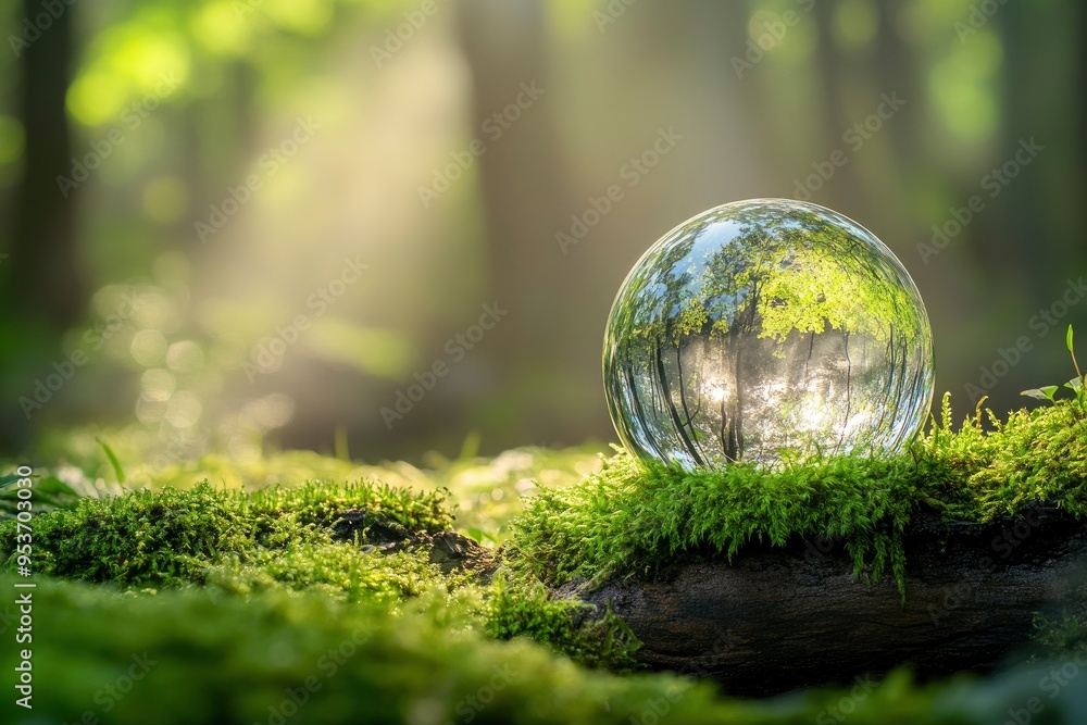 Crystal globe glass on green moss in forest to protect nature Save and care World for sustainable. concept of the environment ecology and Earth Day. eco environment and ESG concept with generative ai Crystal globe glass on green moss in forest to protect nature Save and care World for sustainable. concept of the environment ecology and Earth Day. eco environment and ESG concept with generative ai