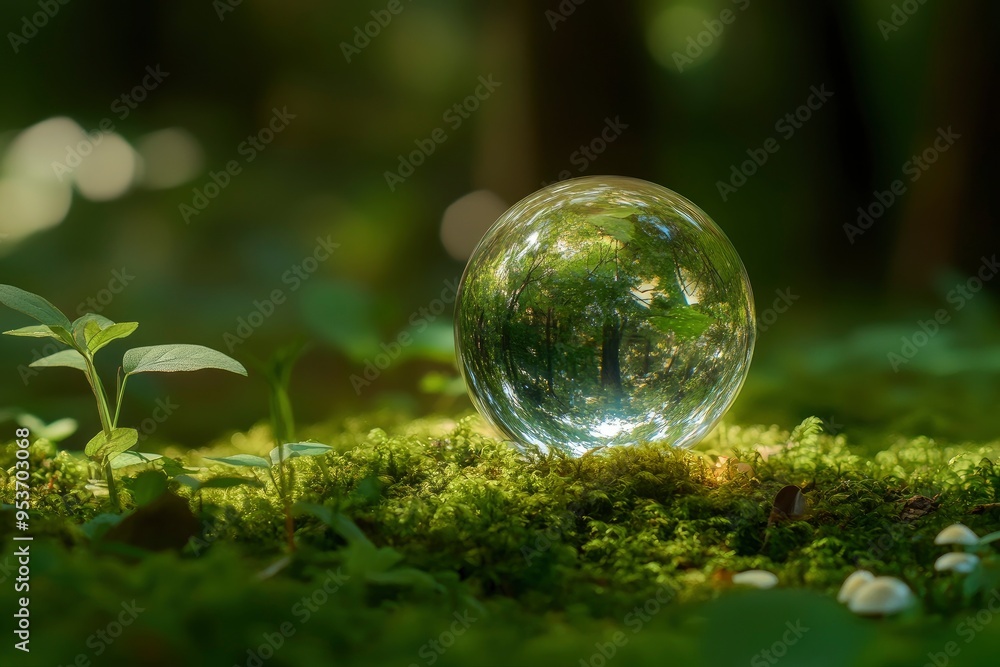 Crystal globe glass on green moss in forest to protect nature Save and care World for sustainable. concept of the environment ecology and Earth Day. eco environment and ESG concept with generative ai Crystal globe glass on green moss in forest to protect nature Save and care World for sustainable. concept of the environment ecology and Earth Day. eco environment and ESG concept with generative ai