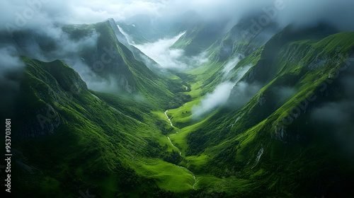 A winding stream flows thro...