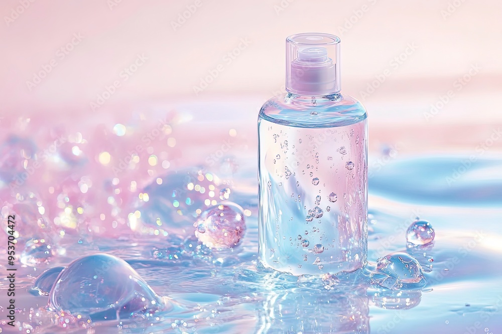 Transparent skin care product essence water refracts light shadow skin care. Generative Ai Transparent skin care product essence water refracts light shadow skin care. Generative Ai