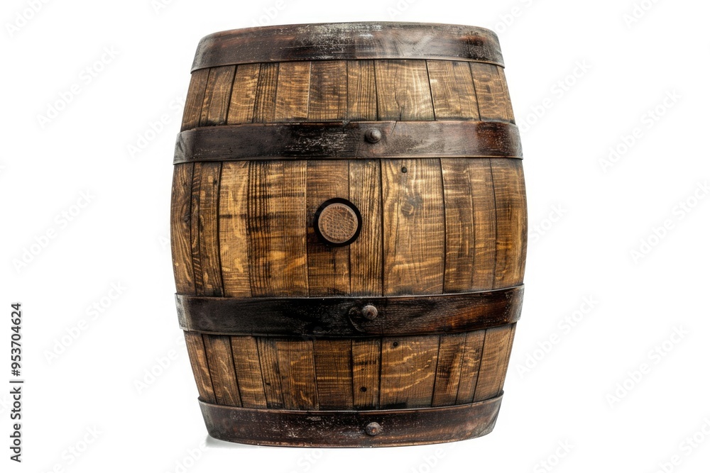 Fototapeta premium Barrel made of wood isolated on a white background
