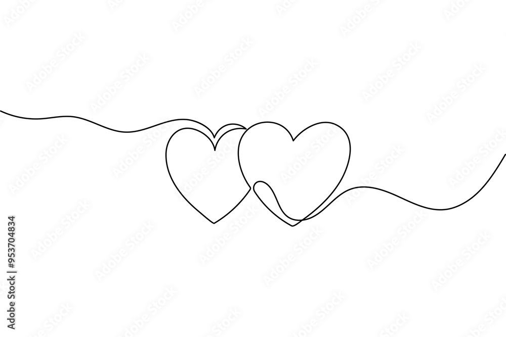 Love shape continuous one line drawing of isolated outline art and heart shape vector icon Love shape continuous one line drawing of isolated outline art and heart shape vector icon