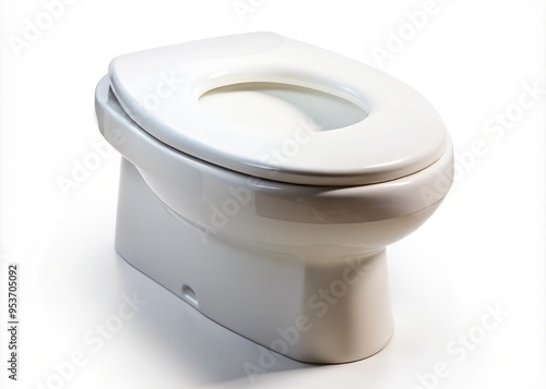 A clean, modern toilet stool with a sleek design, placed against a white background, highlighting its contoured shape photo