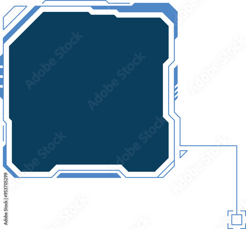 Cyber text box template. Square blue frame