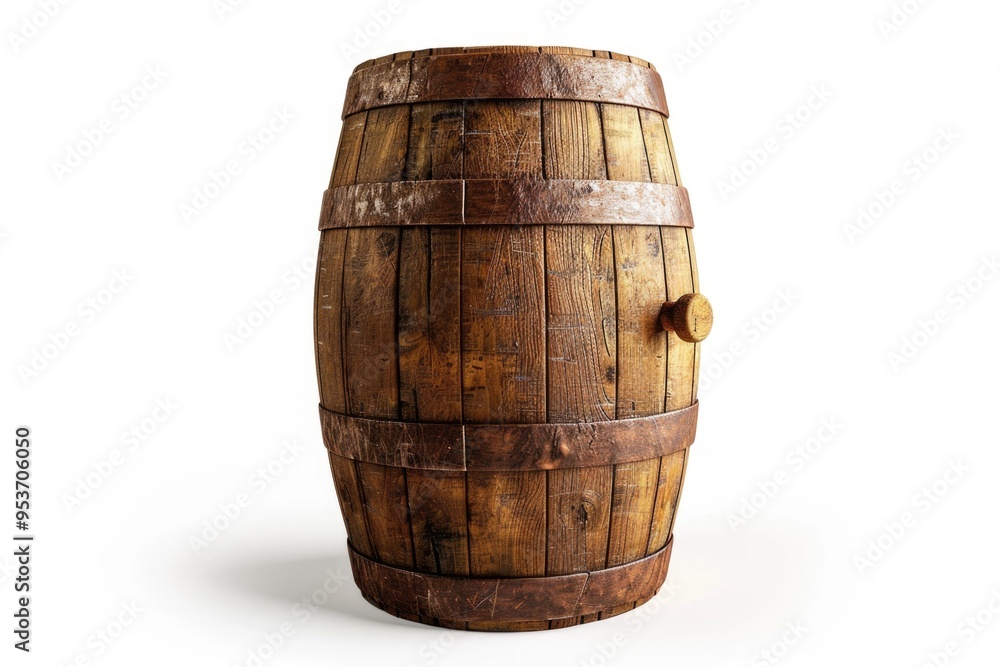 Oak Barrel isolated on white with a clipping path Oak Barrel isolated on white with a clipping path