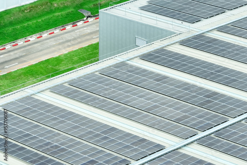 Wallpaper Mural Solar energy for factory and warehouse building. Solar panels on roof of industrial plant. Commercial solar power. Rooftop solar power. Rooftop renewable energy system. Sustainable green energy. Torontodigital.ca