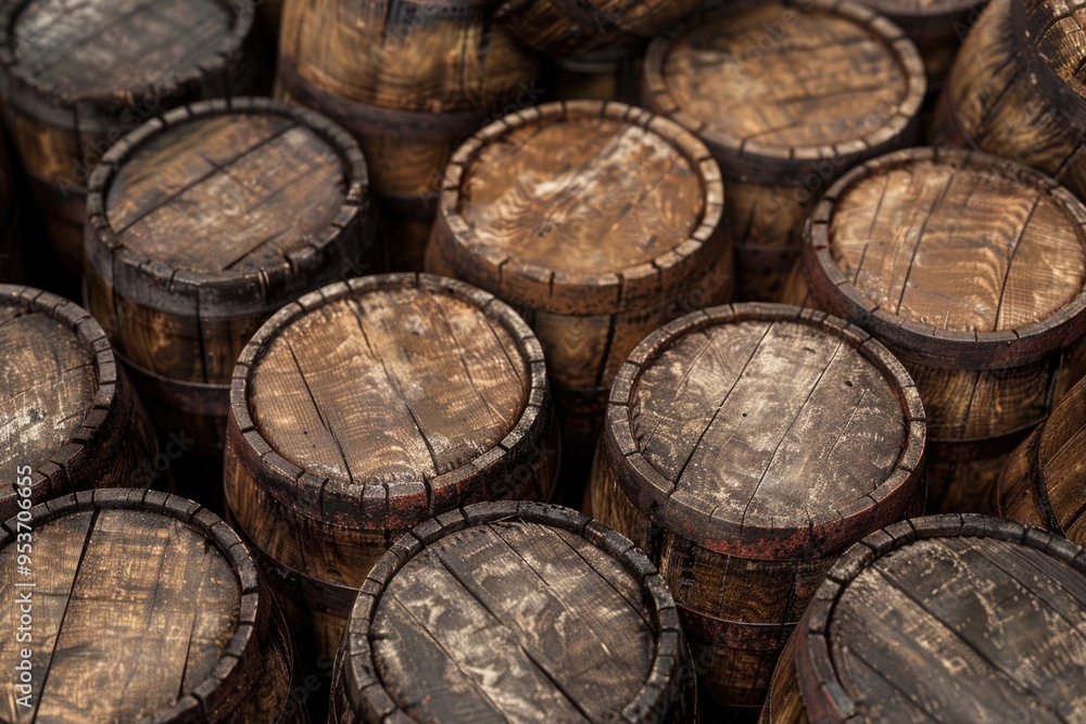 Old Wooden Barrels pilled up in a stack Old Wooden Barrels pilled up in a stack