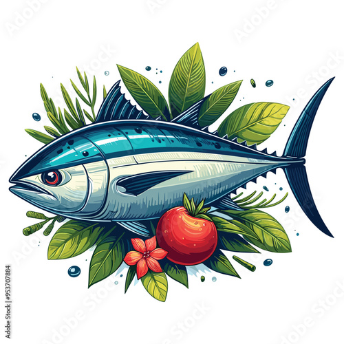 Cute Tuna fish Vector Cartoon illustration