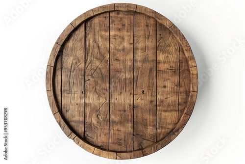 Wooden barrel top view isolated on white background 3d illustration photo