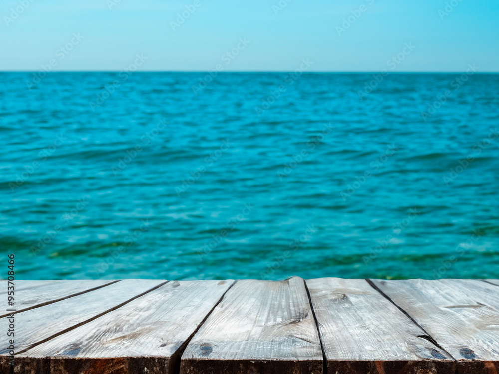 Fototapeta premium wood pier on ocean background