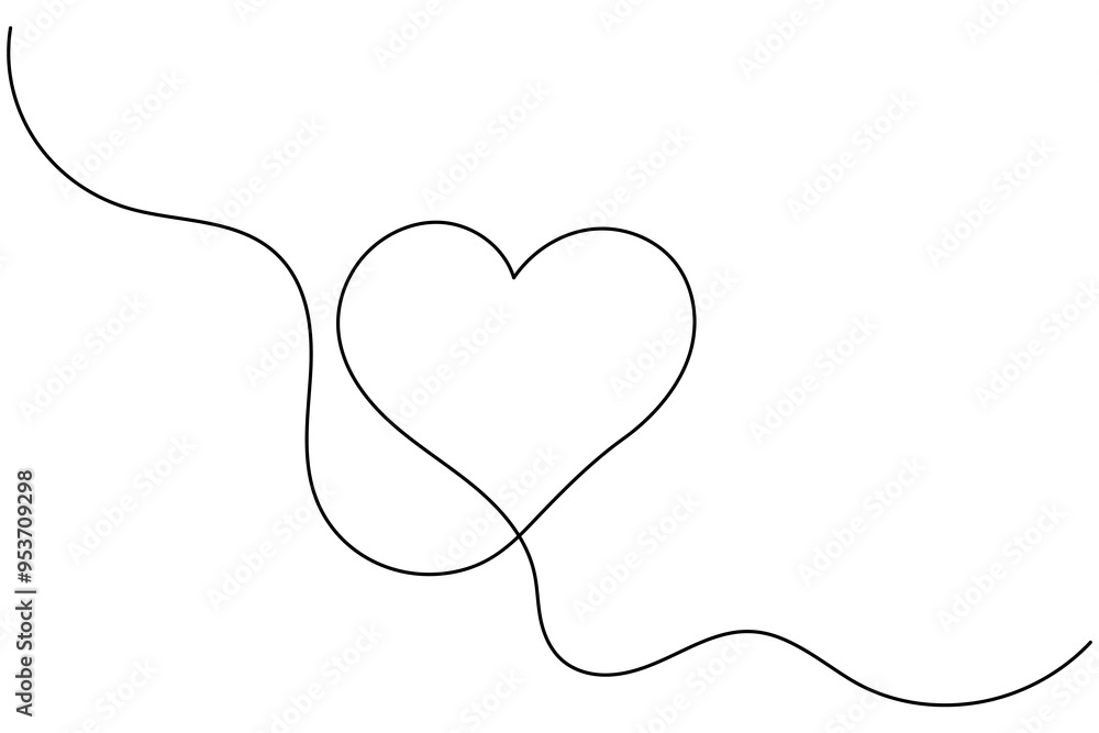 Love shape continuous one line drawing of isolated outline art and heart shape vector icon Love shape continuous one line drawing of isolated outline art and heart shape vector icon