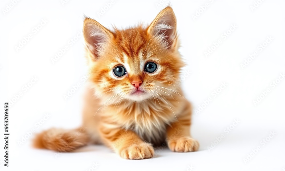 Obraz premium adorable kitten sitting pose white background