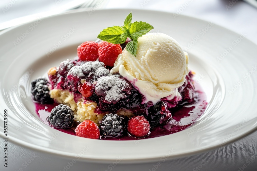 Delicious Berry Cobbler with Ice Cream Delicious Berry Cobbler with Ice Cream