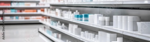 Empty shelves in a cosmetics store, stock shortage, supply chain disruption