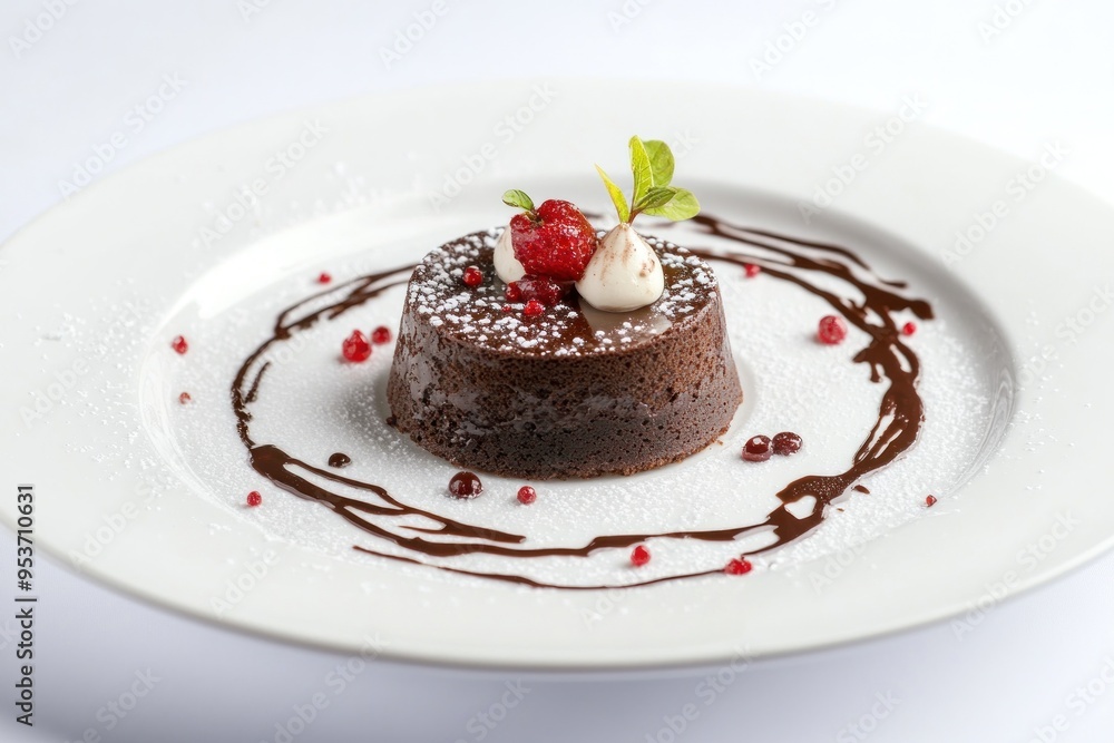 Decadent Chocolate Lava Cake with Raspberry and Whipped Cream Decadent Chocolate Lava Cake with Raspberry and Whipped Cream