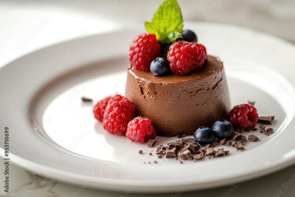 Chocolate Mousse Dessert with Raspberries and Blueberries Chocolate Mousse Dessert with Raspberries and Blueberries