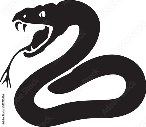 Sea Snake vector black silhouette design for T-Shirt