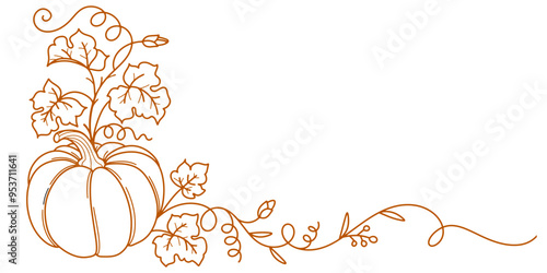 Pumpkin line art style vector illustration