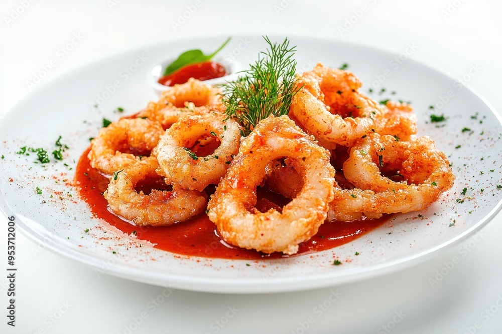 Delicious Fried Calamari Rings with Tomato Sauce Delicious Fried Calamari Rings with Tomato Sauce