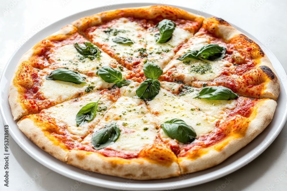 Delicious Margherita Pizza with Fresh Basil Delicious Margherita Pizza with Fresh Basil