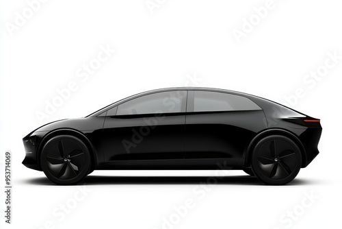 A sleek black electric vehicle showcasing modern automotive design.