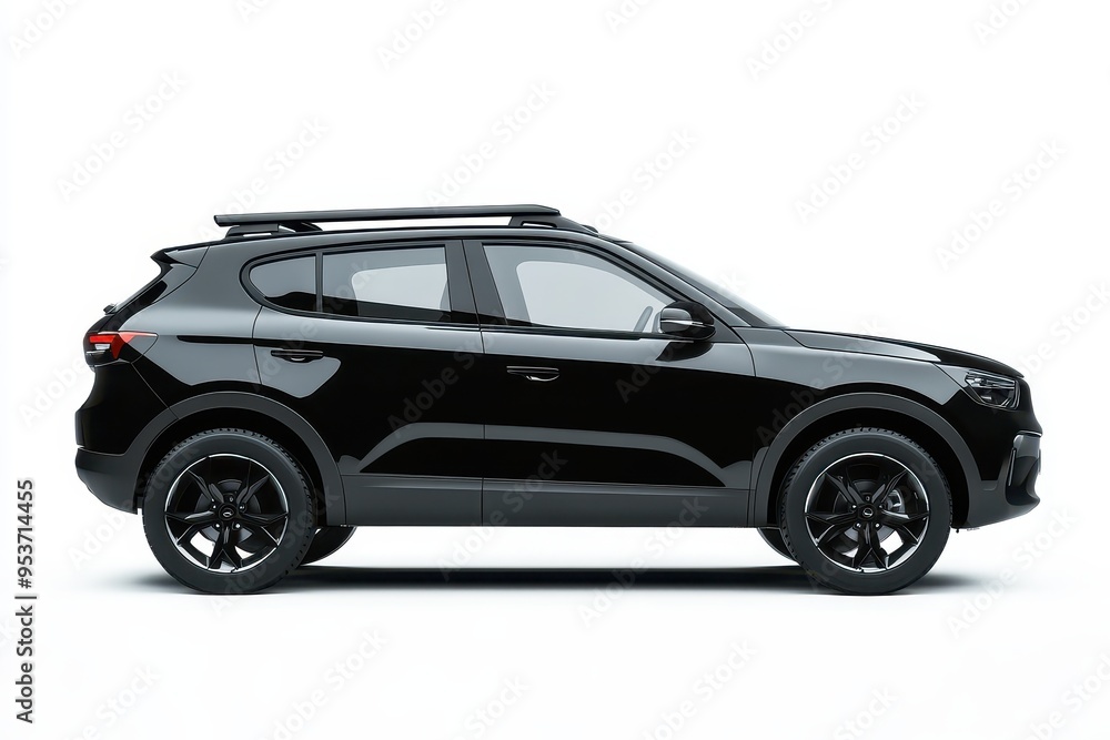 A sleek black SUV captured from the side, showcasing its modern design and features. A sleek black SUV captured from the side, showcasing its modern design and features.