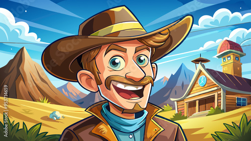 Happy cowboy cartoon