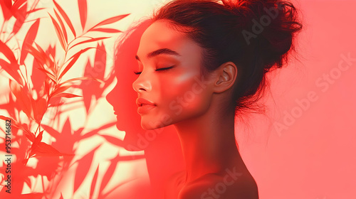 A woman with her eyes close...