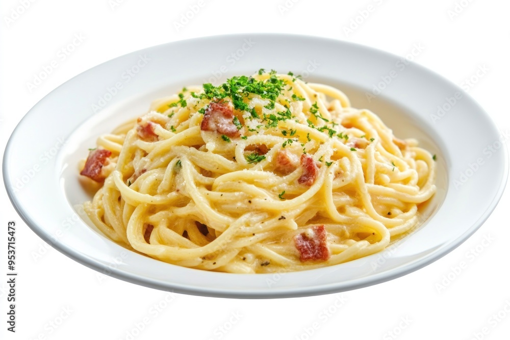 A Delicious Plate of Creamy Carbonara Pasta A Delicious Plate of Creamy Carbonara Pasta