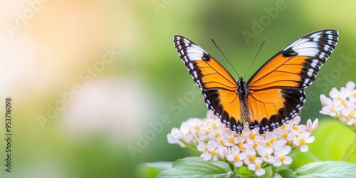 a butterfly on a flower, butterfly-themed wallpaper There is a natural background with butterflies soaring over flowers.