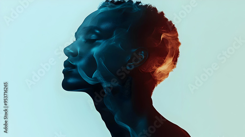 A woman's face is obscured ...
