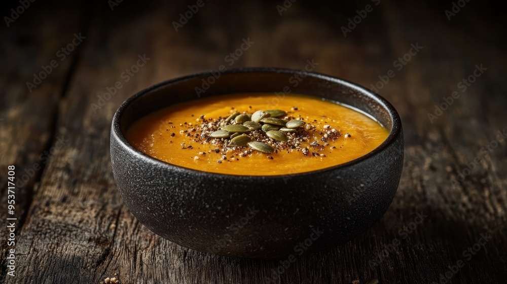 Pumpkin soup in a bowl Pumpkin soup in a bowl