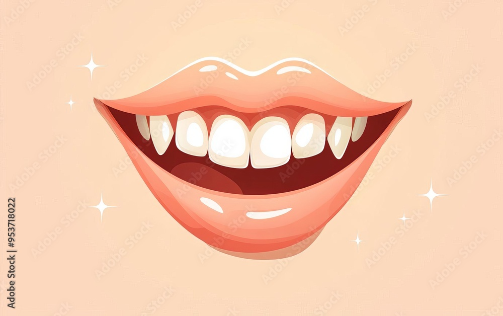 A cheerful close-up of a smiling mouth showcasing clean, white teeth and soft, pink lips, radiating happiness and positivity.