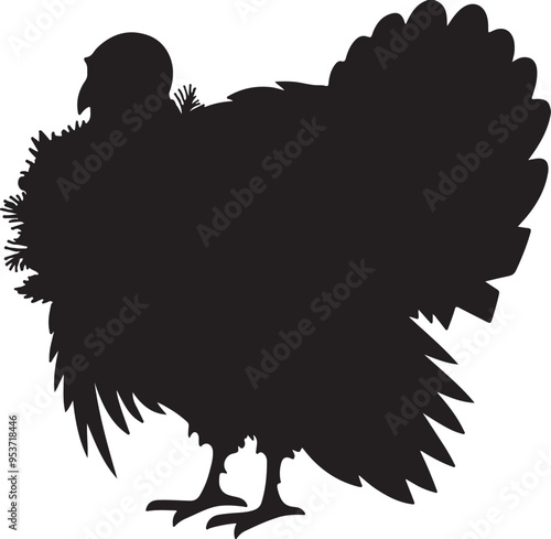 silhouette of a turkey bird vector art illustration photo