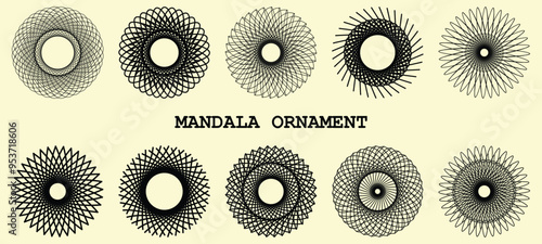 Abstract geometric mandala round ornament set