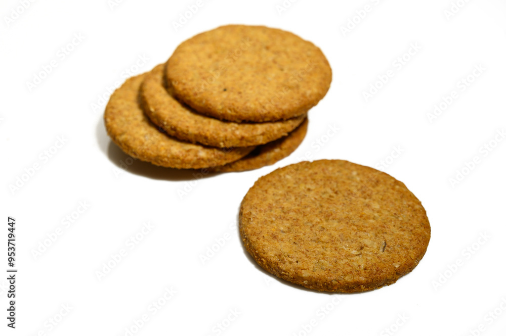Oatmeal cookies stack on white background Oatmeal cookies stack on white background