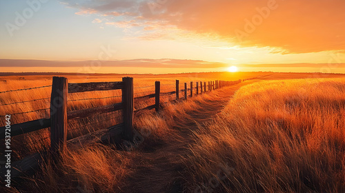 A wooden fence stretches ac...