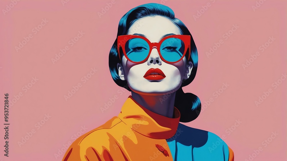 minimalist pop art inspired female figure in vibrant colors background minimalist pop art inspired female figure in vibrant colors background